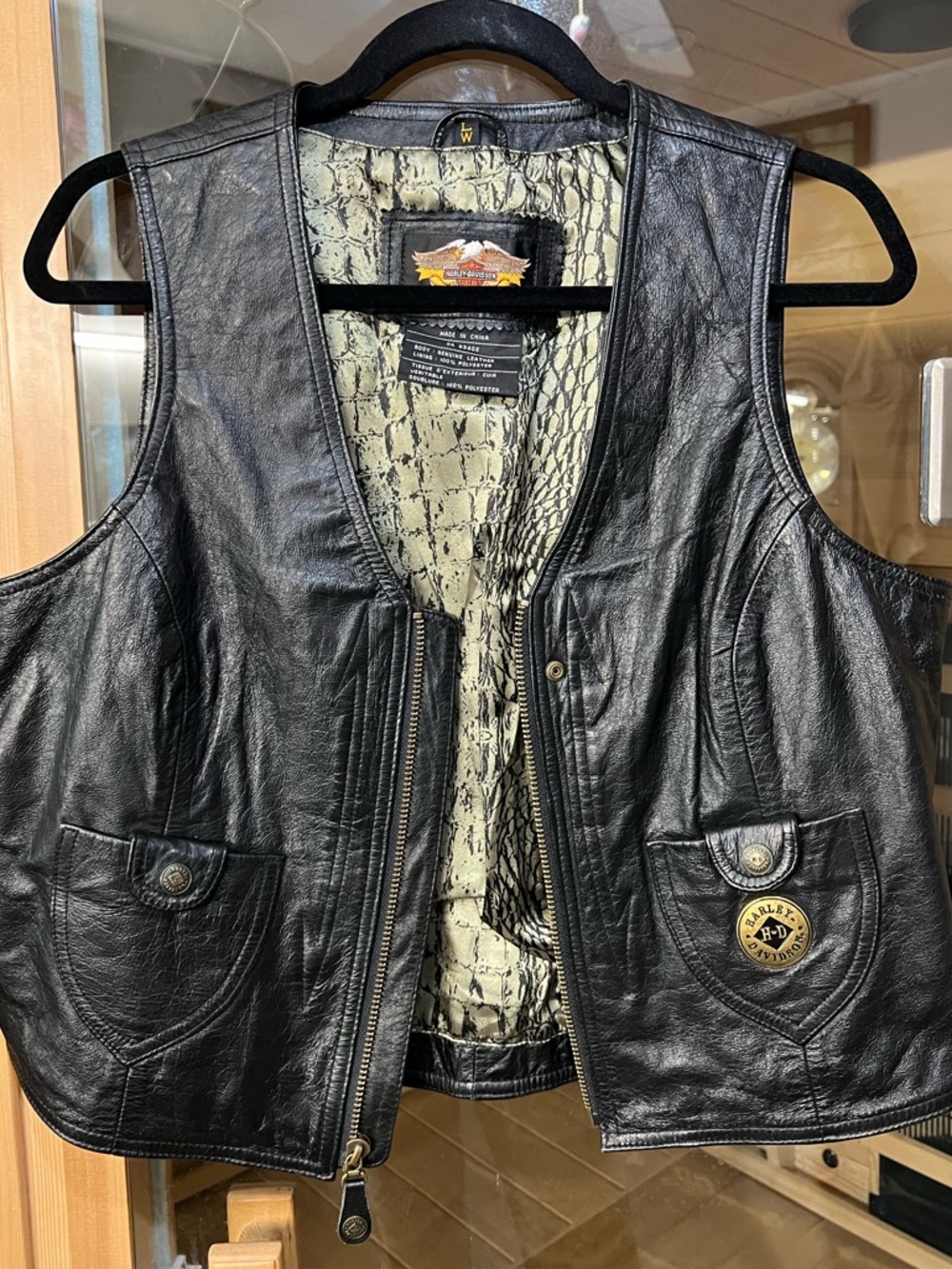 Vintage Harley-Davidson Black Leather Vest women’s Large